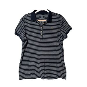 Ariat Polo Shirt Women Plus Sz Xxl Cowgirlcore Preppy Rodeo Nautical Embroidered